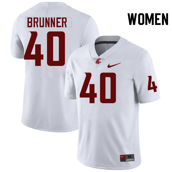 Women #40 Colson Brunner Washington State Cougars College Football Jerseys Stitched-White